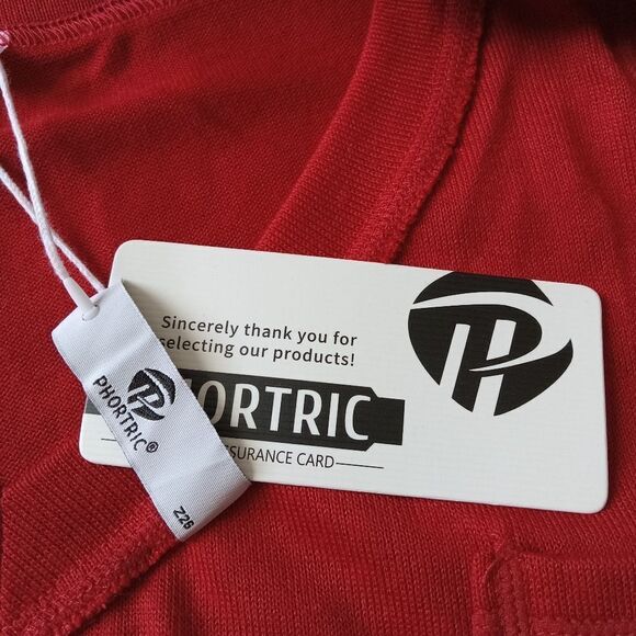 Amazon Brand Phortric Red Casual VNeck Pleated Bishop Long Sleeve Shirt Medium - Picture 3 of 12